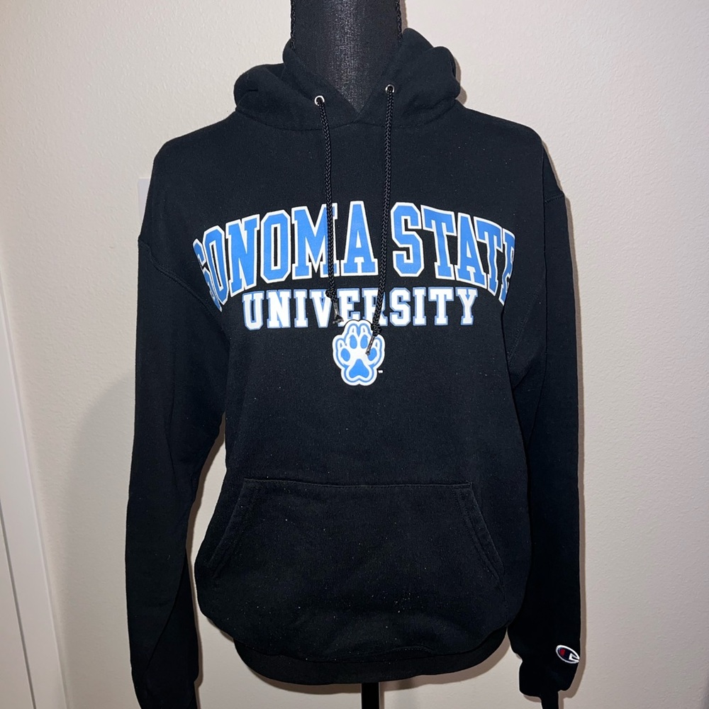 Sonoma State University Hoodie – Black with Blue Print, Size M